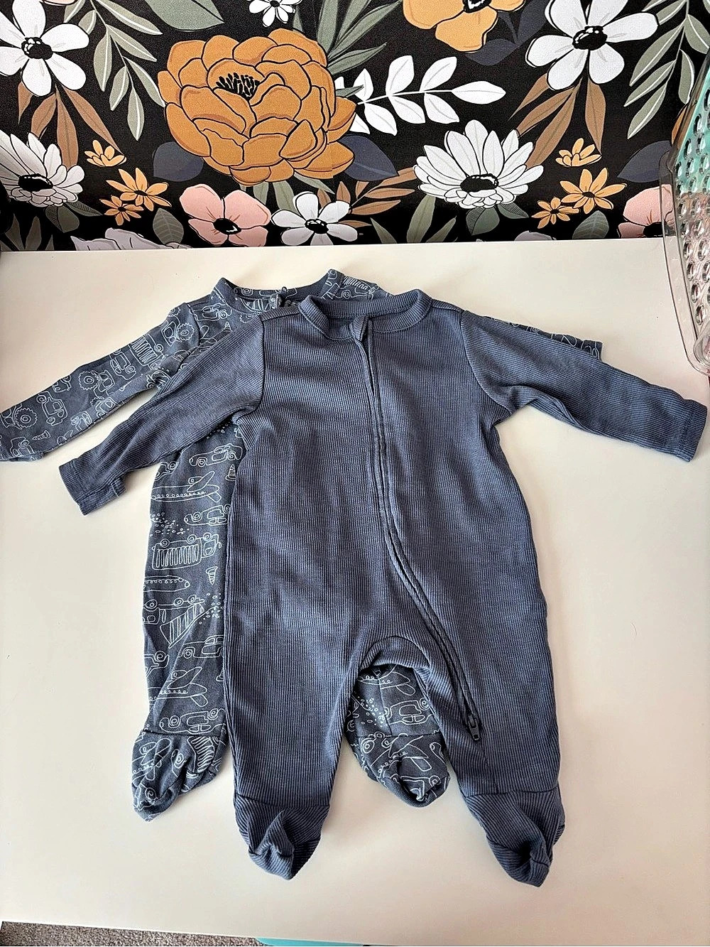 Old Navy Ribbed 2-Way-Zip Sleep & Play Footed One-Piece Footed One-Piece Blue